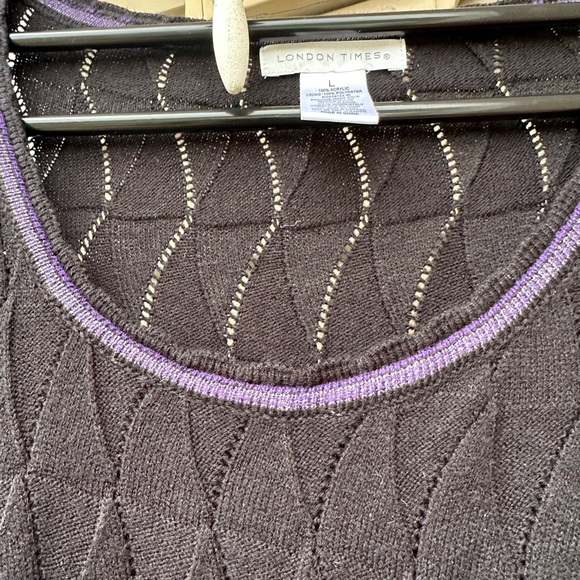 London Times Black Sweater Self-patterned Large DRESS with a touch of Purple. - Picture 5 of 10